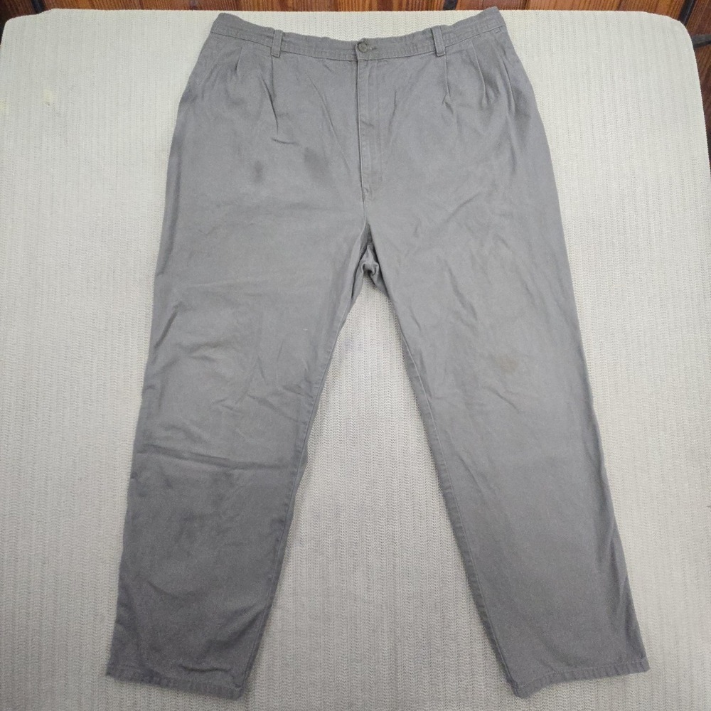 Vintage Brittania Pants Mens 44x30 Gray Pleated Chino Elastic Waist Casual 90s